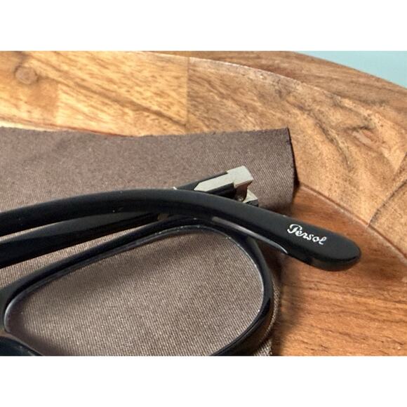 PERSOL BLACK EYEGLASSES FRAMES ~ 5.2 x 1.9 X 14.5 cm w/ Original Leather Case - Picture 7 of 16